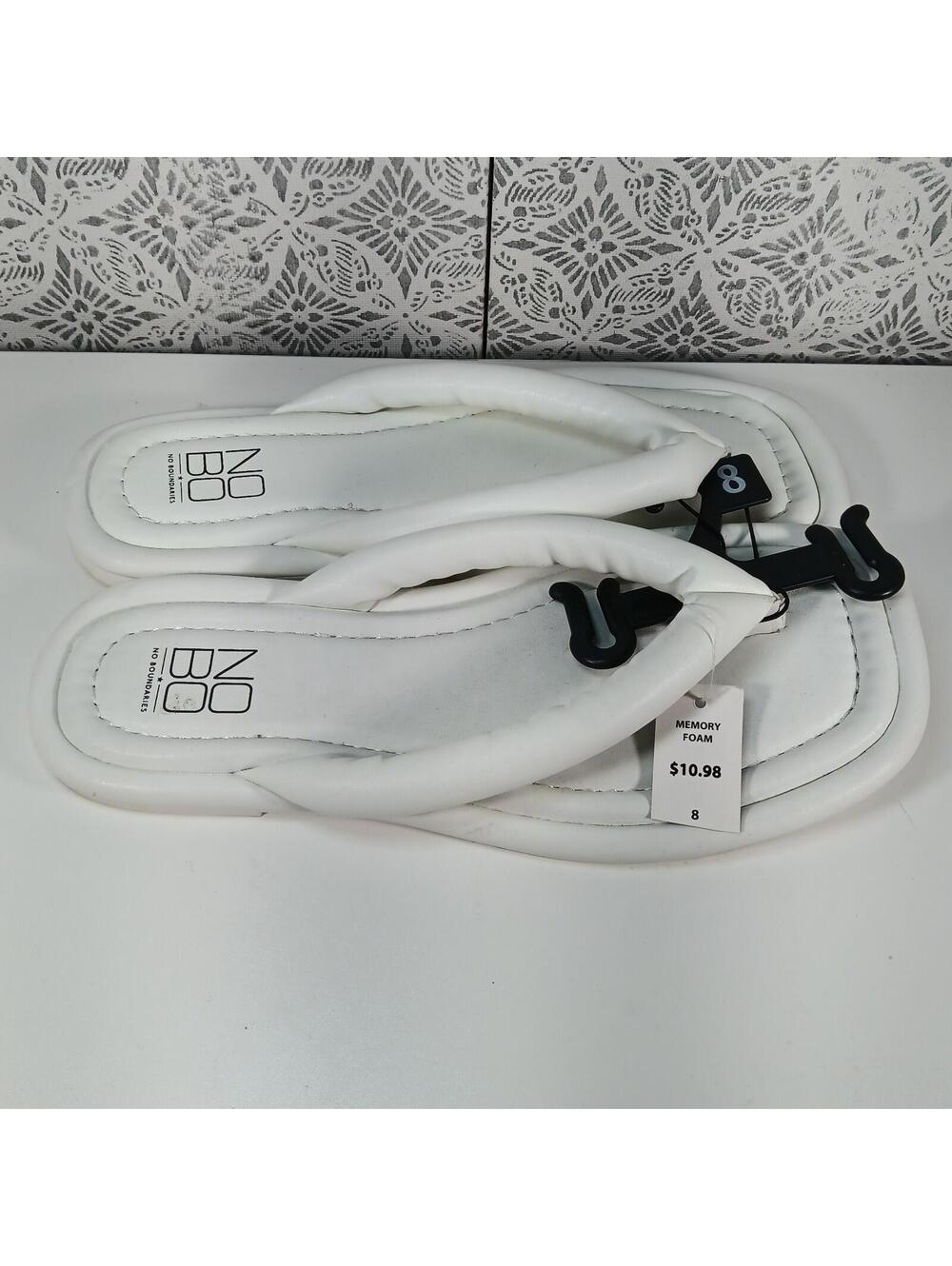 NOBO Women Lady Teen White Faux Leather Puffy Sandal Shoe Flip Flop  Size 8 NEW